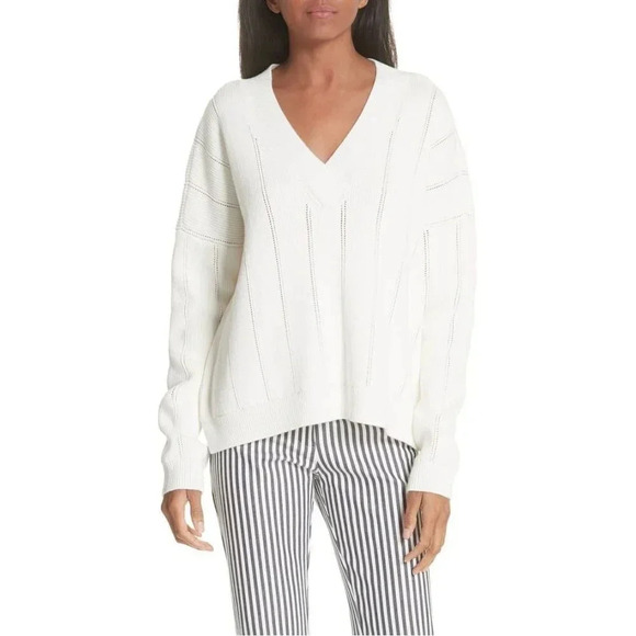 10  Crosby Derek Lam Lattice Pointelle Sweater - Picture 1 of 14